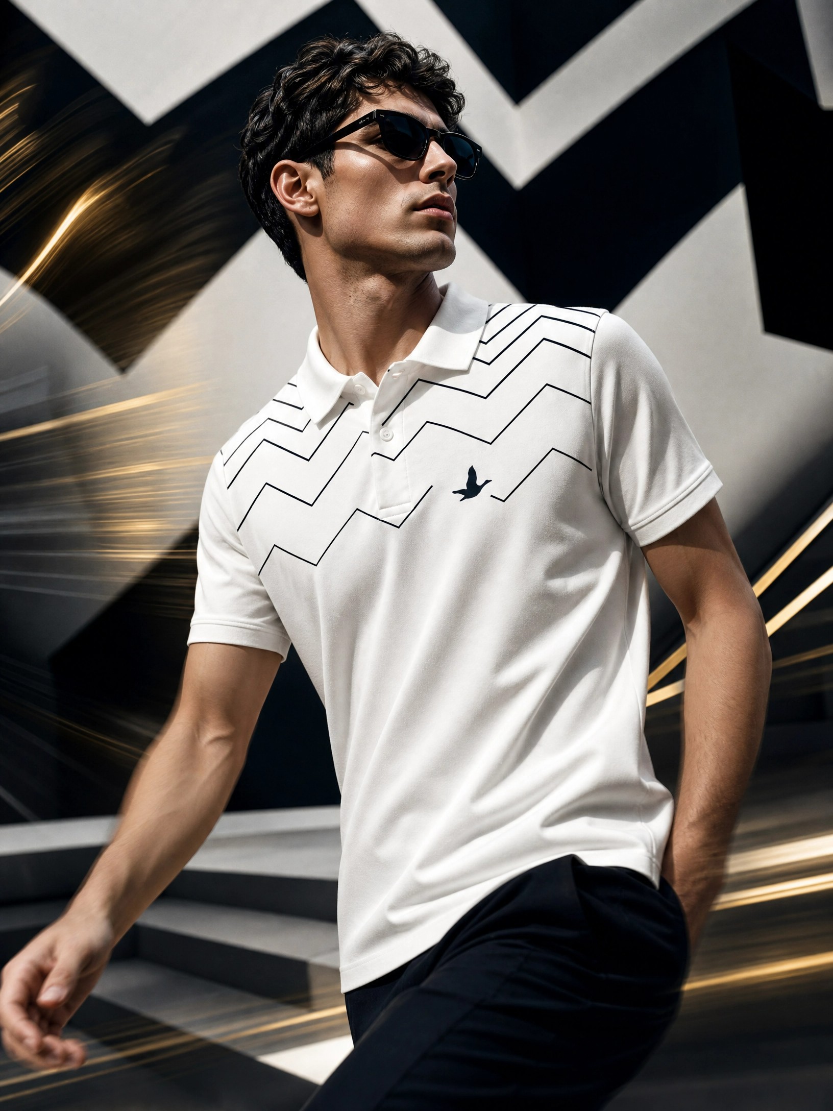 Beymen Club Zigzag Desenli Beyaz Polo Yaka Tişört