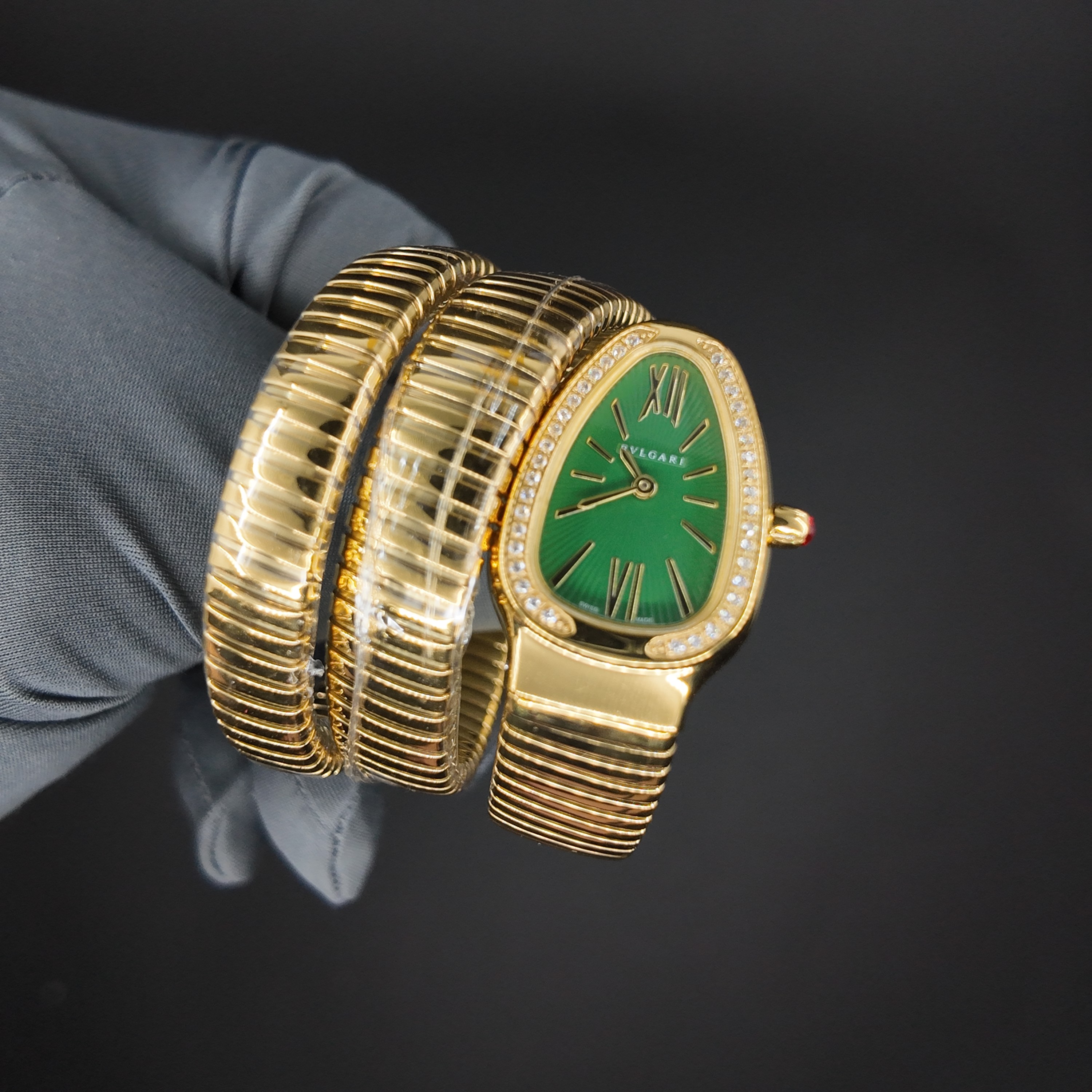 Bvlgari Tubogas 33mm Yeşil Kadran Kadın Saati