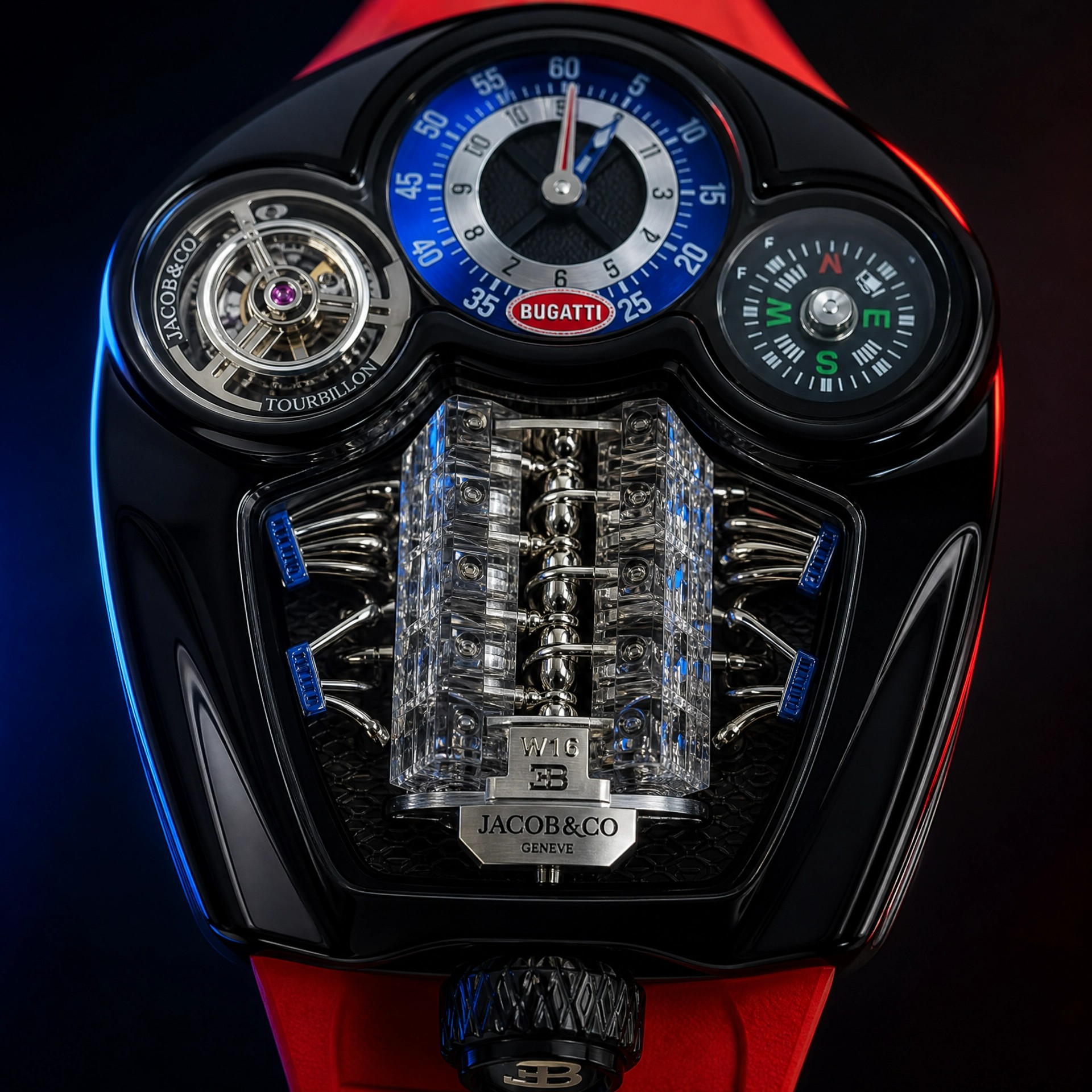 Jacob & Co. Bugatti Chiron Tourbillon 44mm Siyah Kadran Erkek Saati