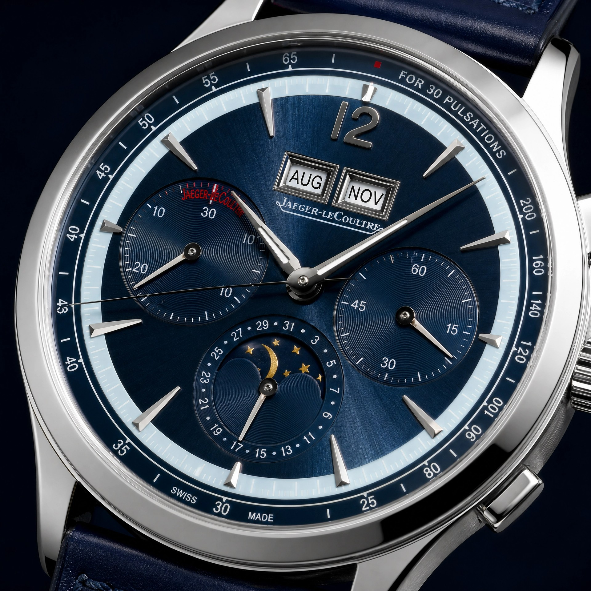 Jaeger Le Coultre 40mm Koyu Mavi Kadran Erkek Saati