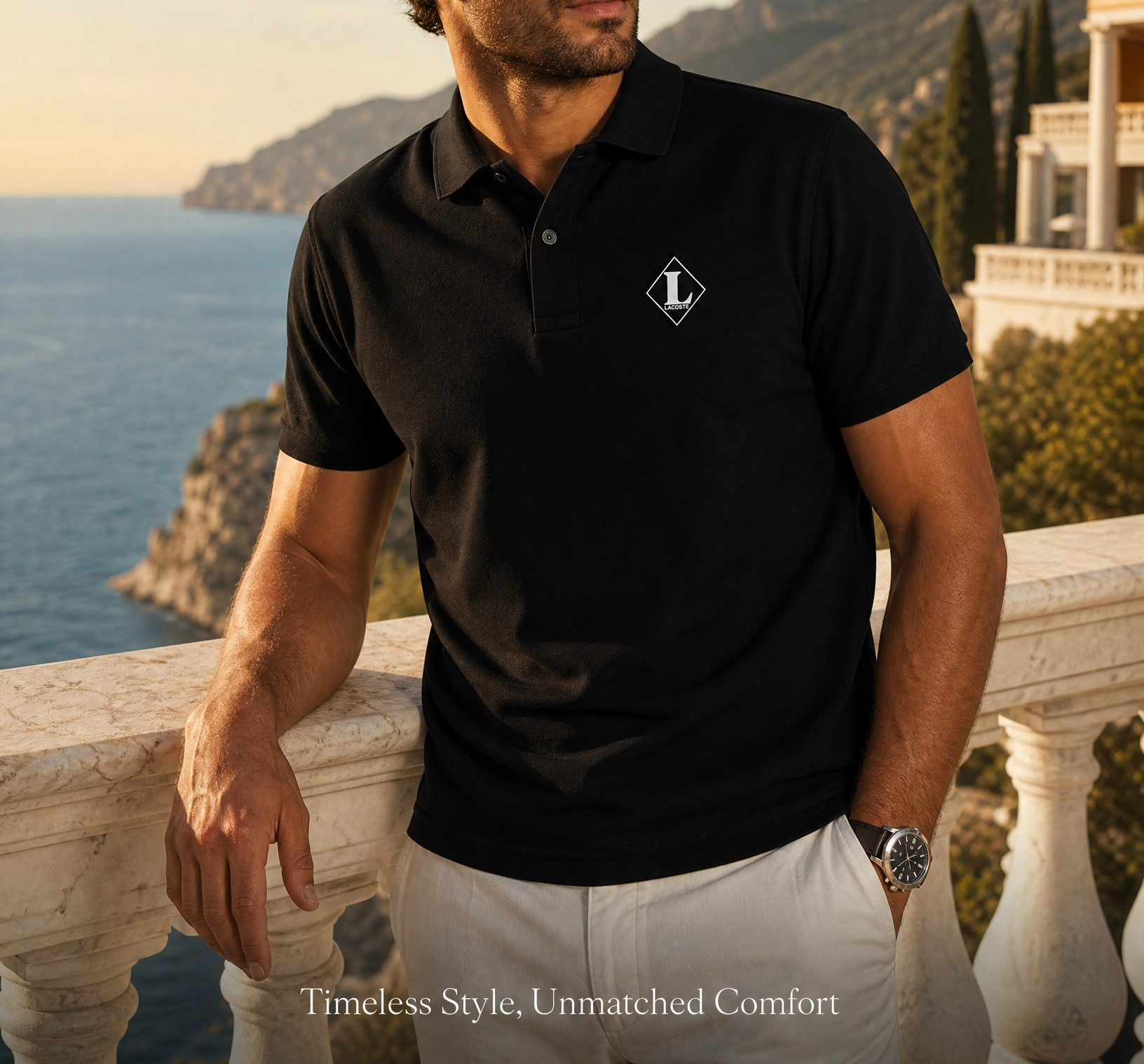 Lacoste Arma Detaylı Polo Yaka Tişört – Siyah