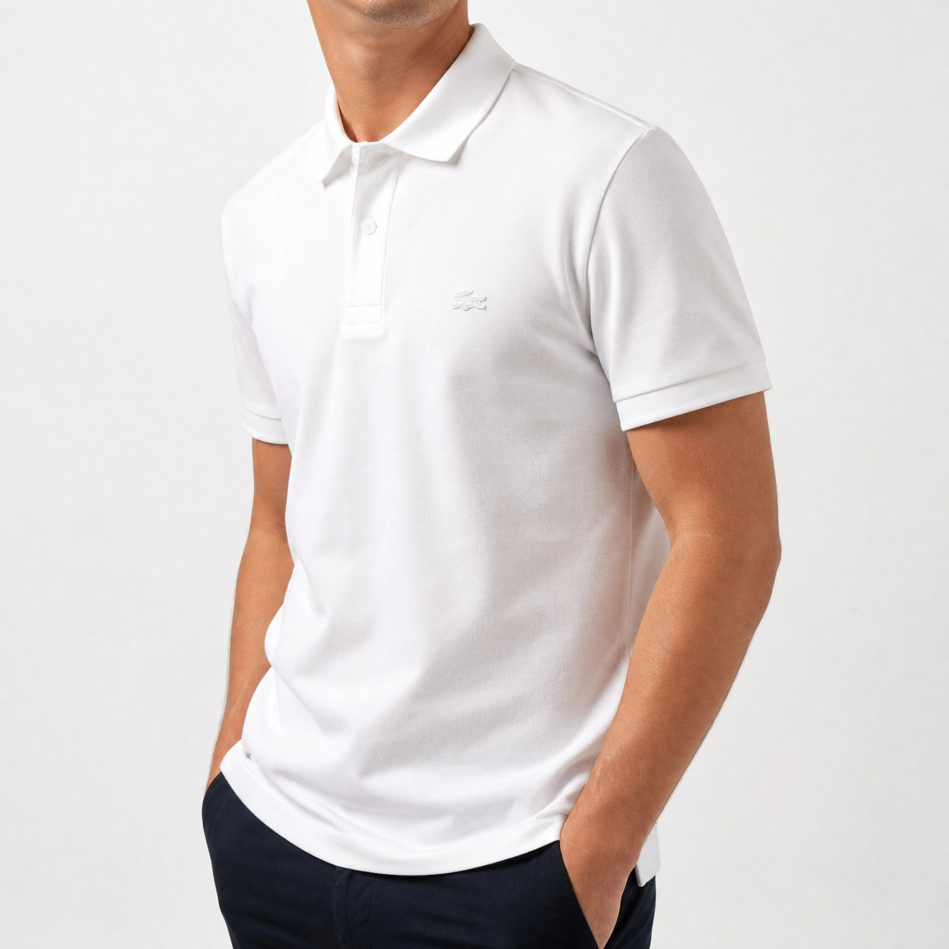 Lacoste Erkek Beyaz Polo Yaka Basic Tişört