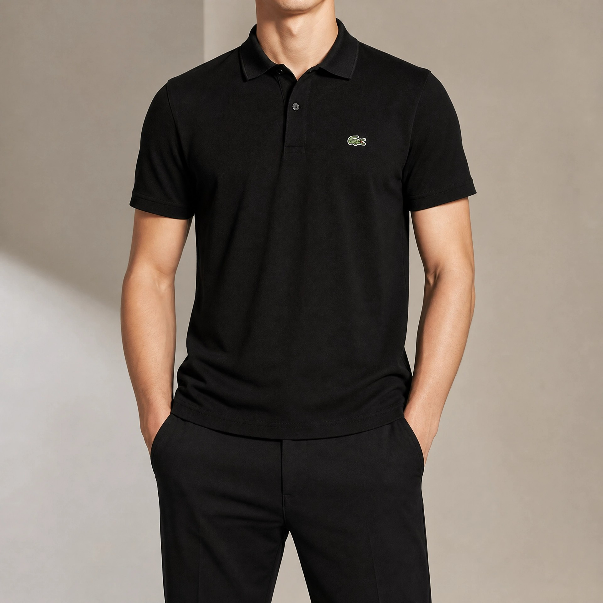 Lacoste Erkek Siyah Klasik Polo Yaka Tişört – Slim Fit Premium Pamuk