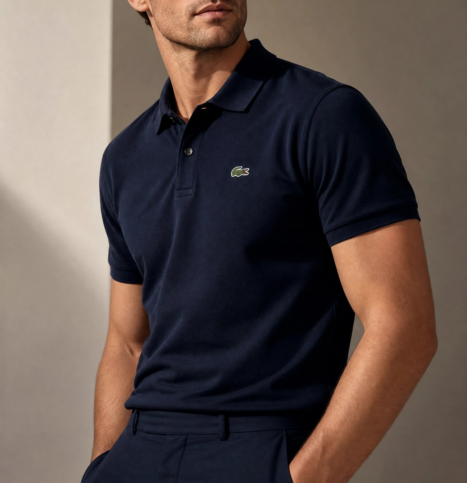 Lacoste Slim Fit Polo Yaka Lacivert Tişört