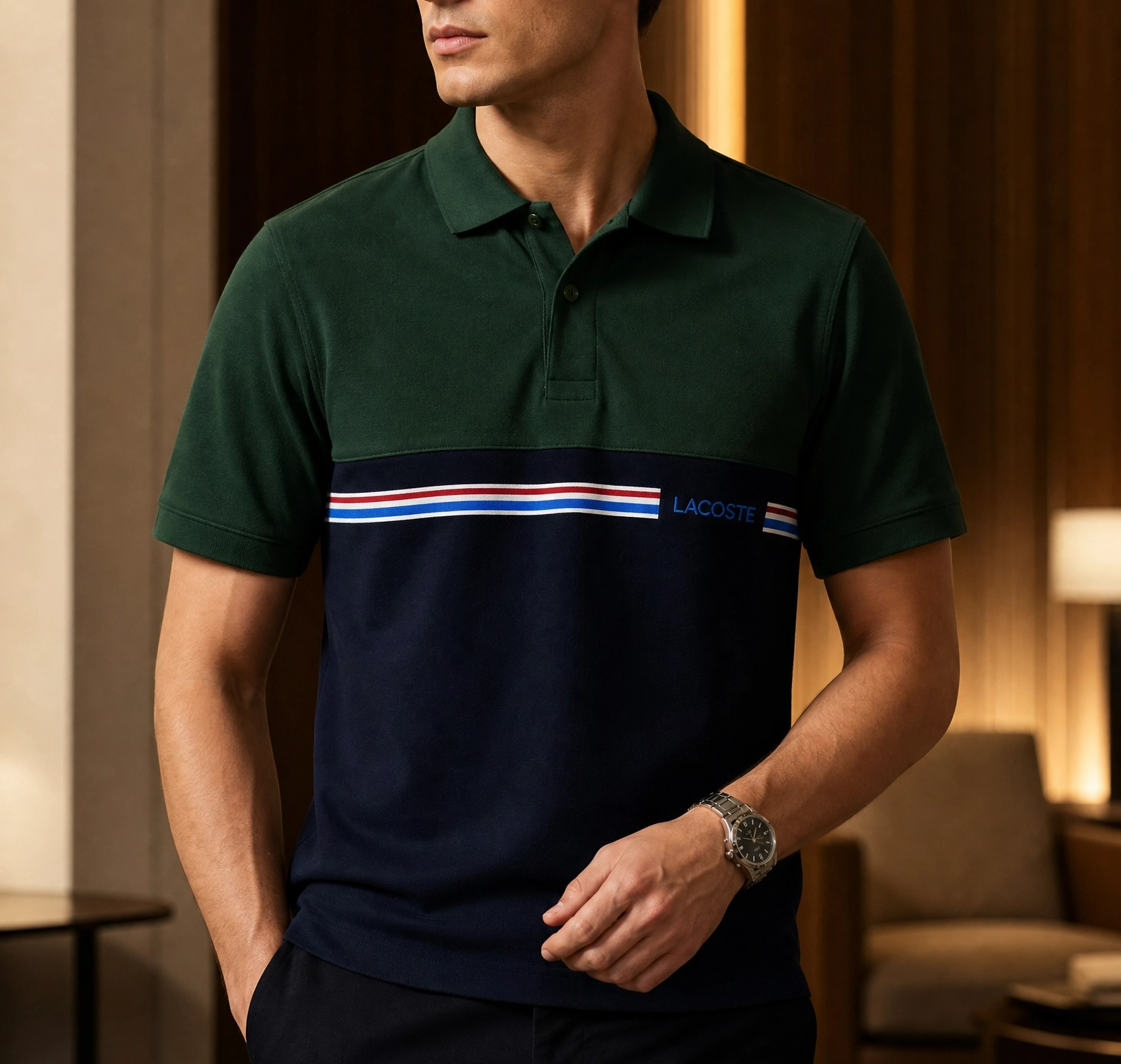 Premium Polo Yaka Tişört – Yeşil/Lacivert