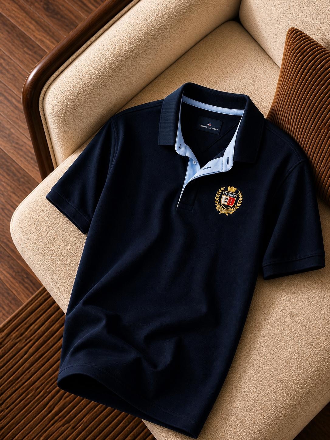"Tommy Hilfiger" Arma Detaylı Lacivert Polo Yaka Tişört
