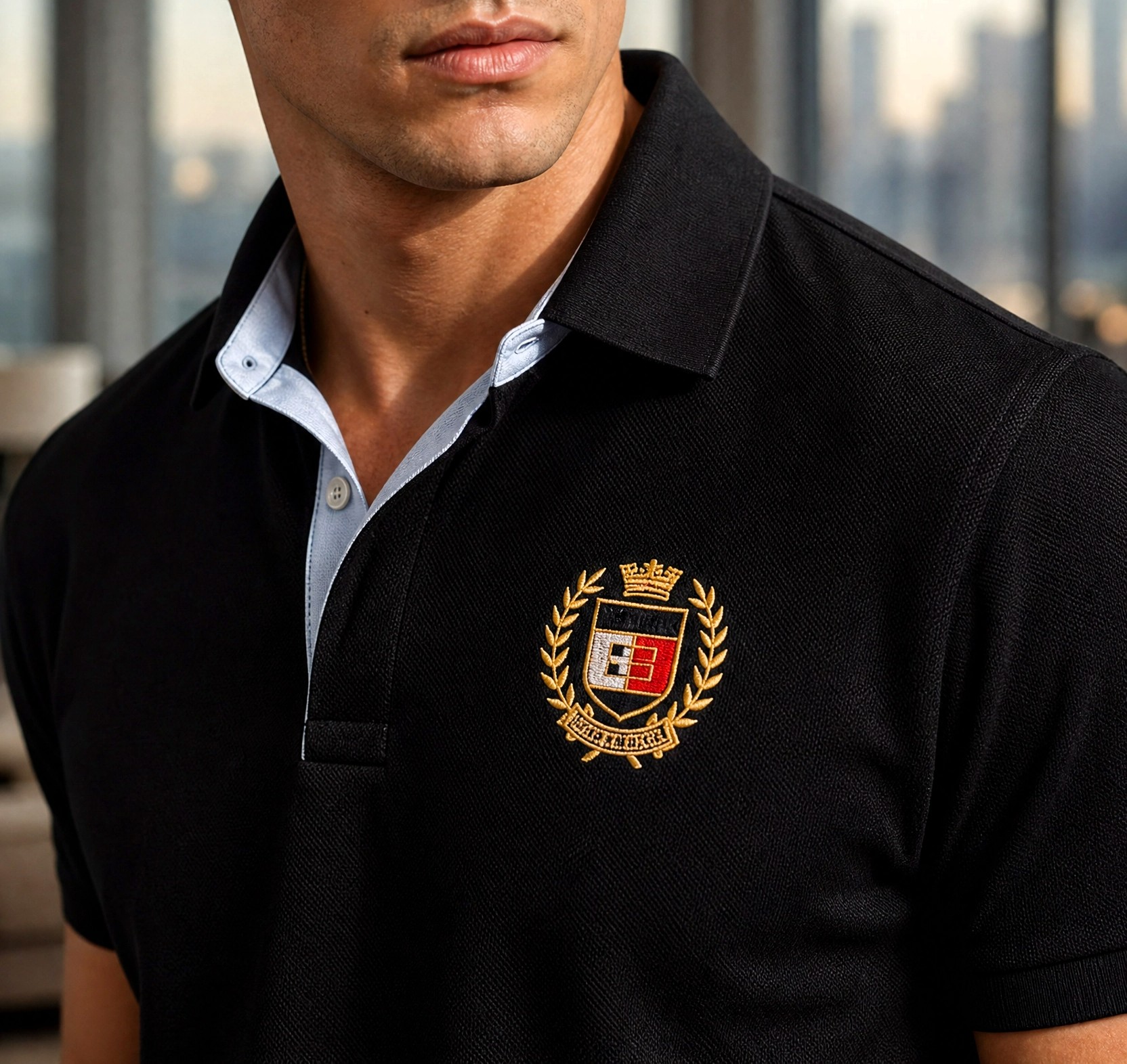 Tommy Hilfiger Nakış Arma Detaylı Polo Yaka Erkek Tişört – Siyah
