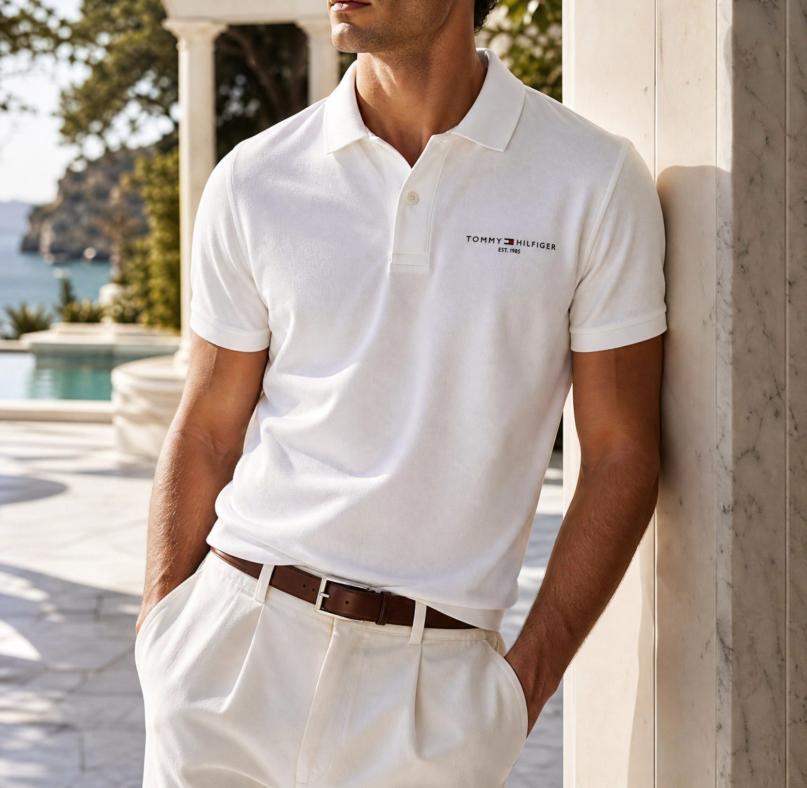 Tommy Hilfiger  Nakış Logo Detaylı Polo Yaka Tişört – Beyaz