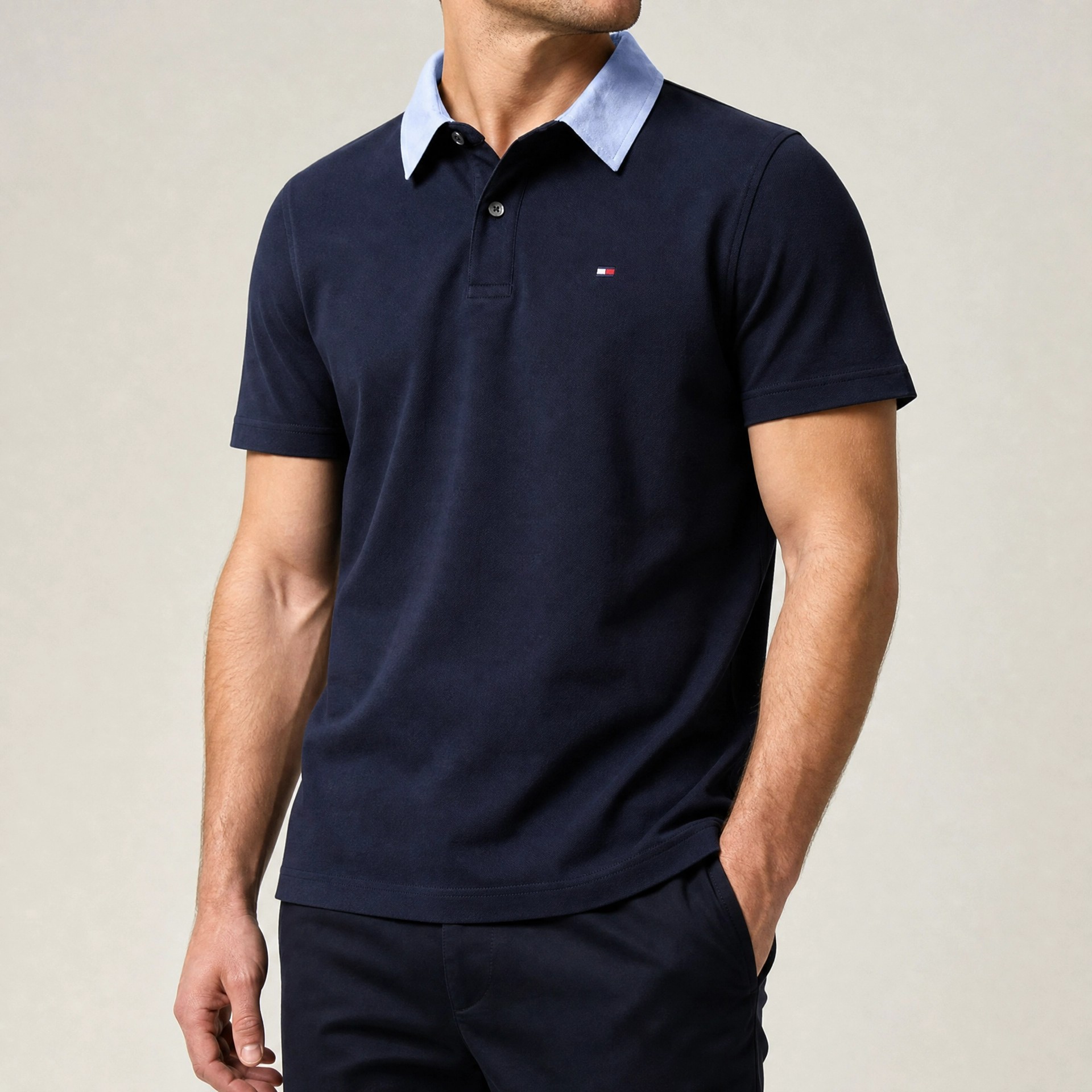 Tommy Hilfiger Premium Erkek Polo Yaka Tişört – Lacivert