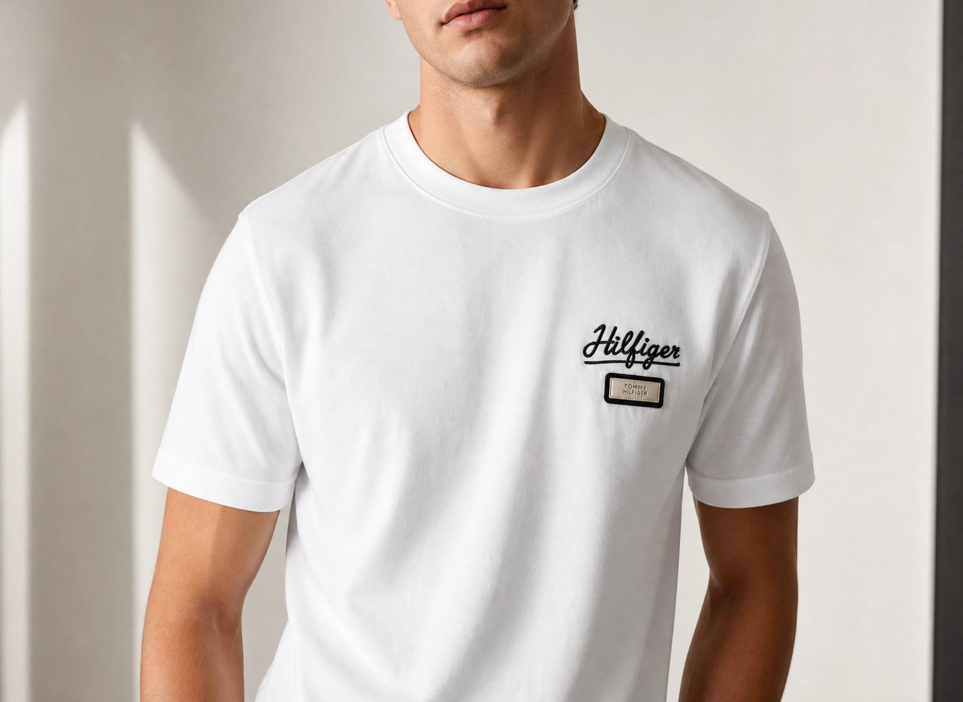 Tommy Hilfiger Premium Nakış Logolu Erkek Tişört – Beyaz