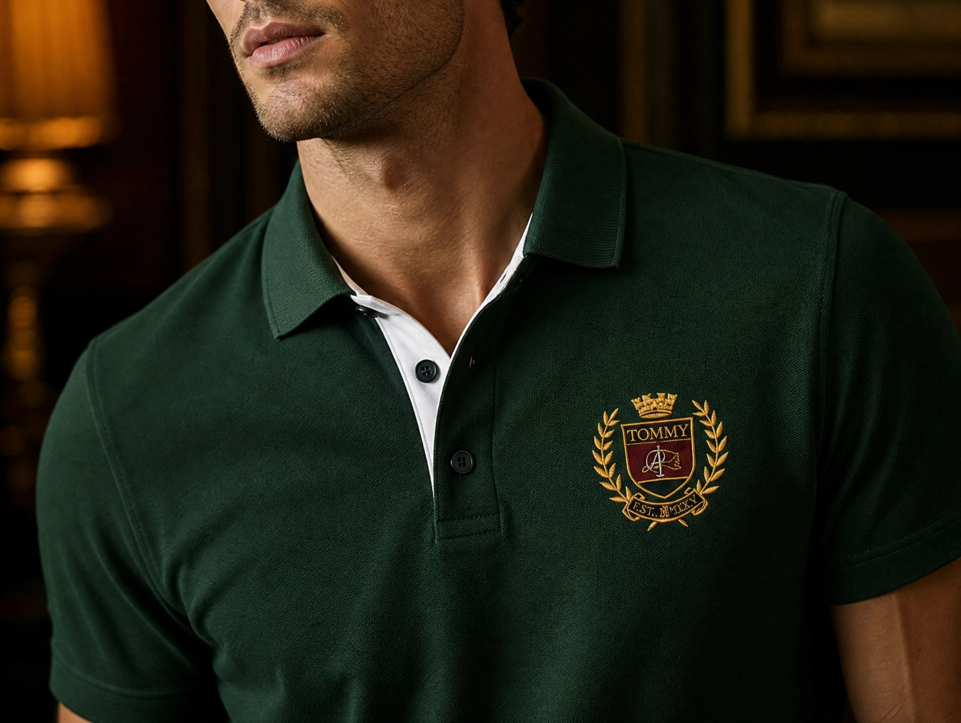 Tommy Hilfiger Premium Nakış Logolu Polo Yaka Erkek Tişört – Zümrüt Yeşili